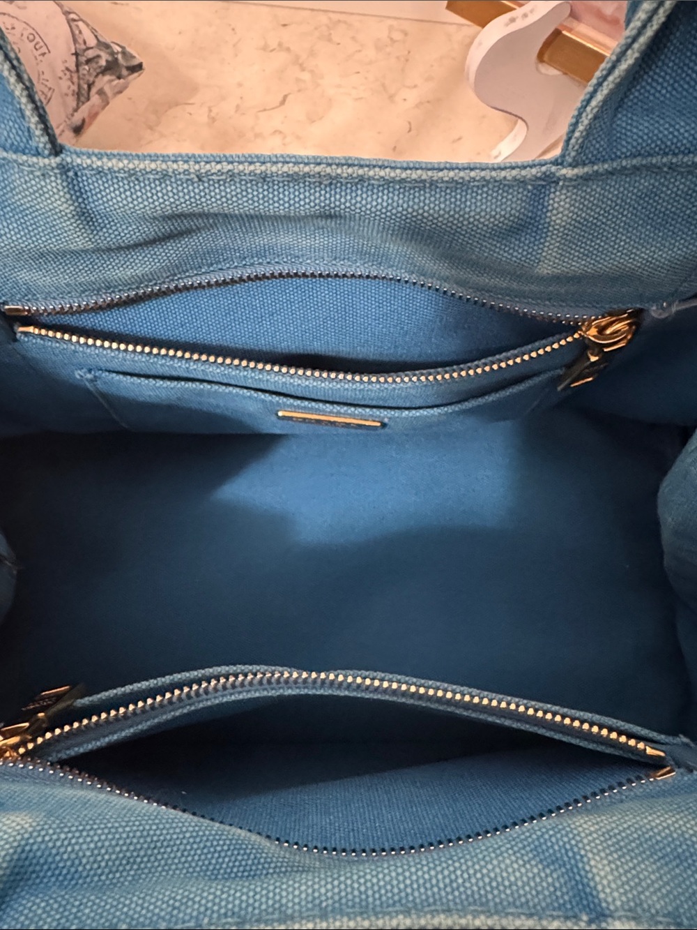 Prada canapa Blue Canvas Tote with authenticity card and unbranded strap - Picture 14 of 15